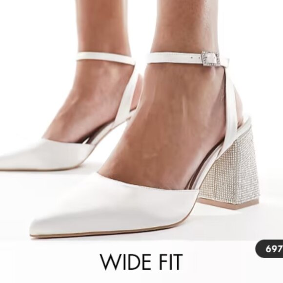 Asos Be Mine Wide Fit Bridal Embellished Heels - Picture 1 of 11